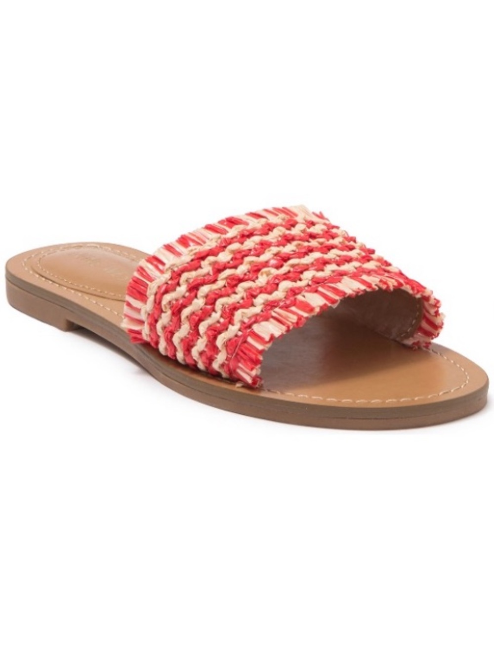 Nine West Ceela Red and Cream Woven Slide Slip-On Sandals NWT Size 8